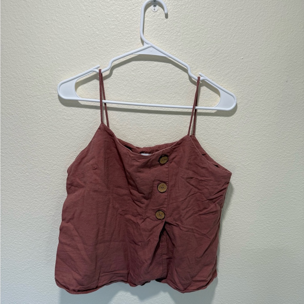 Women's Rust Brown Button-Detail Top